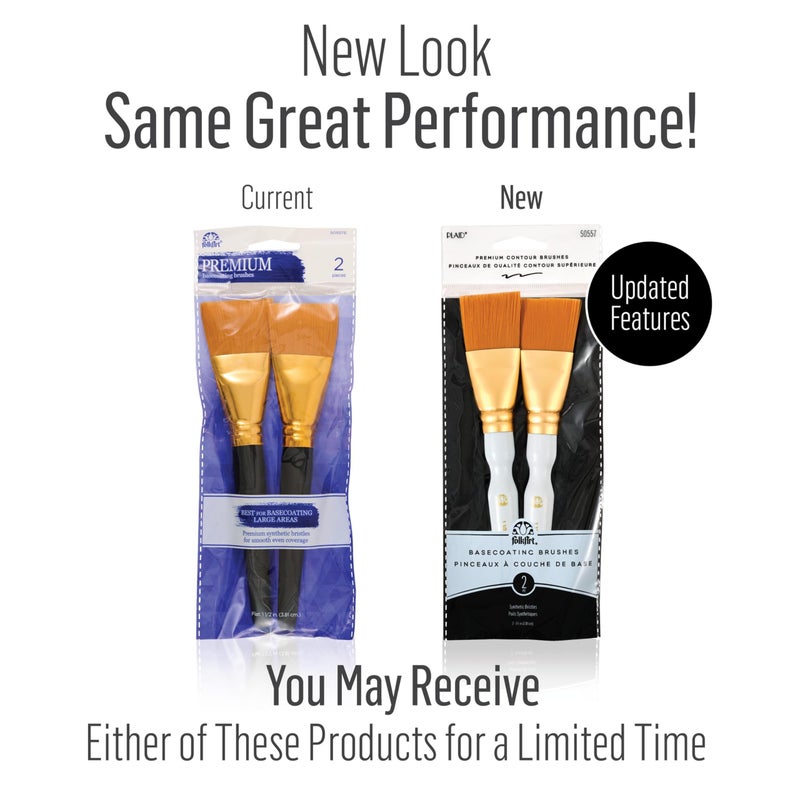 Plaid Enterprises 50557E Enterprises Inc. 50557E Taklon Flat Brush, Gold (2-Piece), 2/Pkg - Image 2